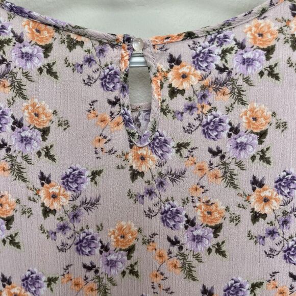 Belle Du Jour | Lavender Purple Floral Boho Peplum Top Festival Medium Short Sl - Picture 6 of 6